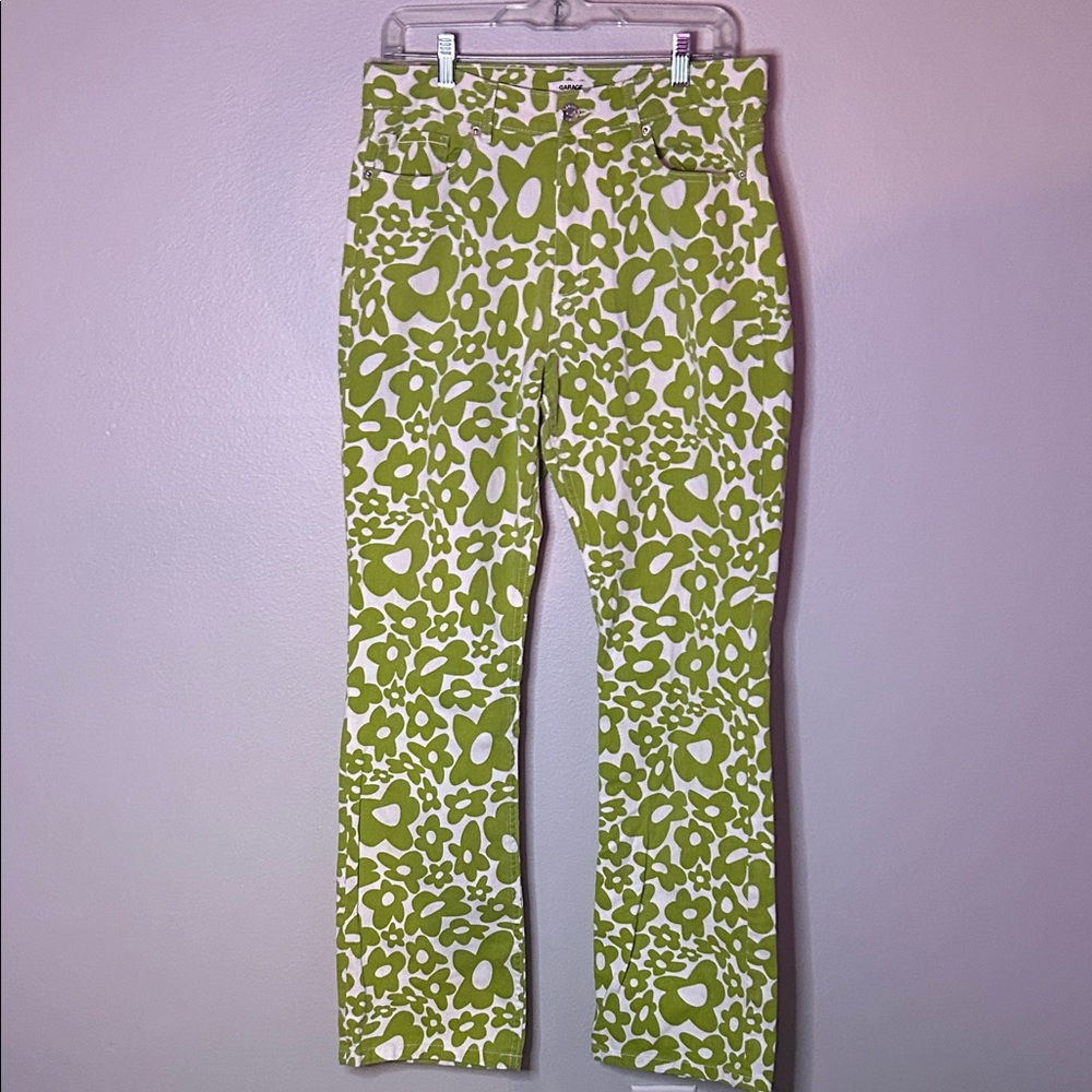 Garage Green Floral High Rise Women Jeans